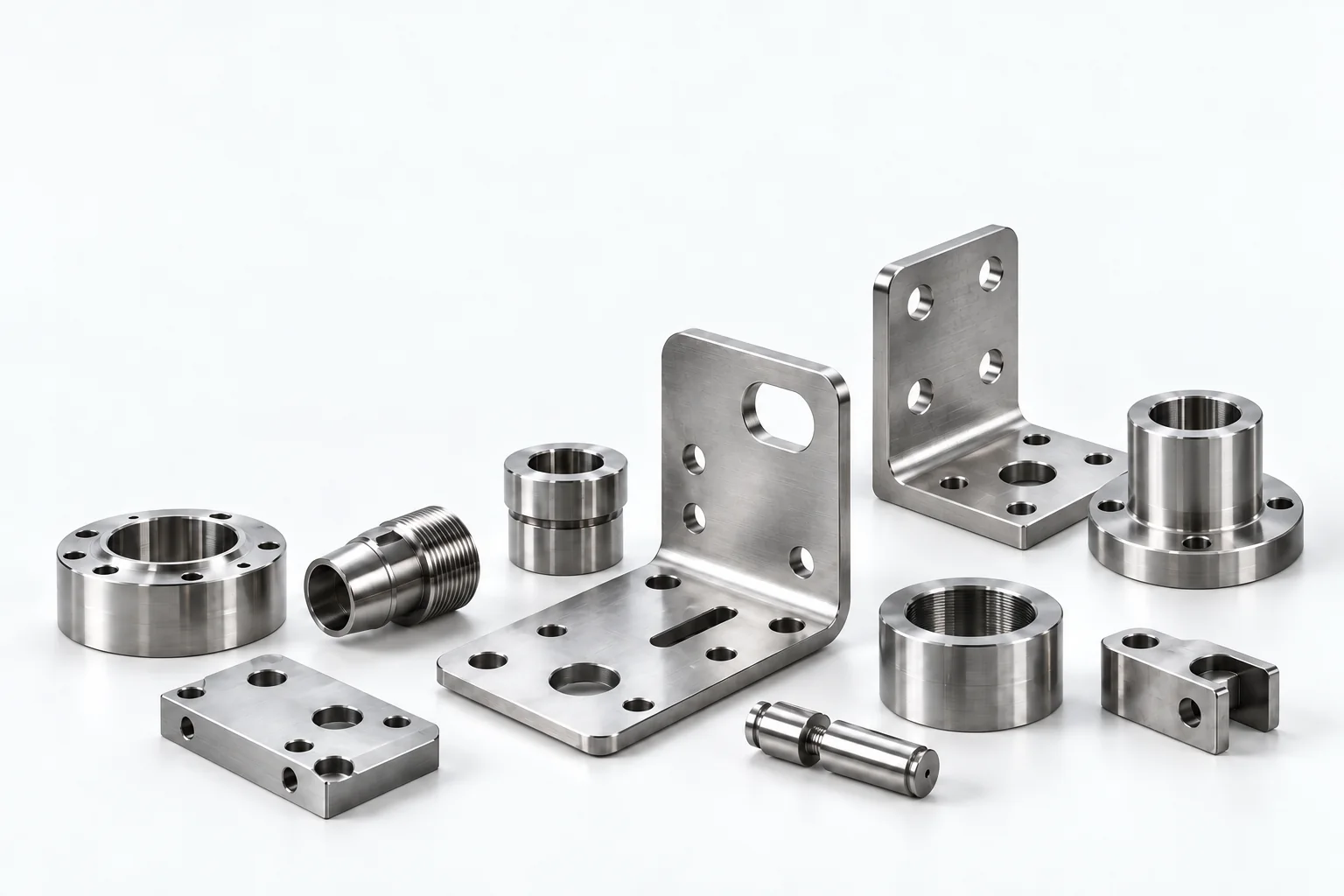 Precision-machined stainless steel brackets, flanges and fittings